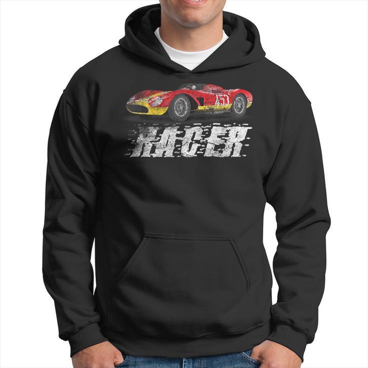 Vintage Racer Speed King Racing Car Silhouette Hoodie