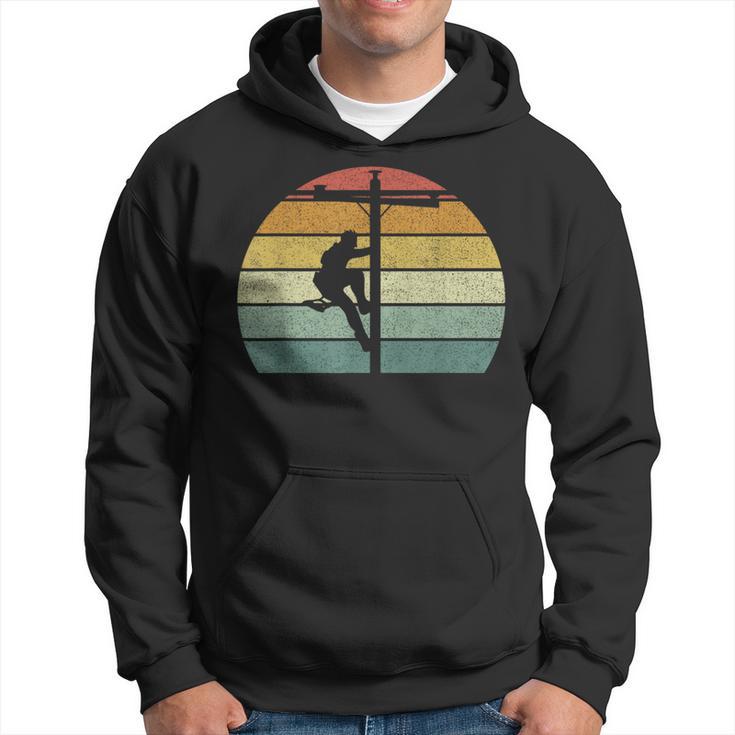 Vintage Retro Lineman Line Worker Utility Pole Lineman Hoodie