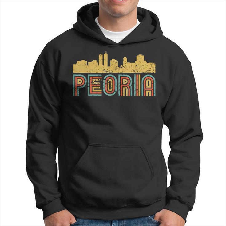 Vintage Retro Peoria Illinois Skyline Hoodie