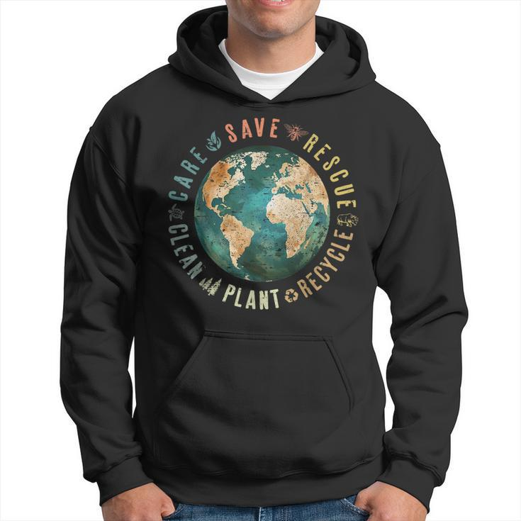 Vintage Save Bees Rescue Animals Recycle Plastic Earth Day Hoodie