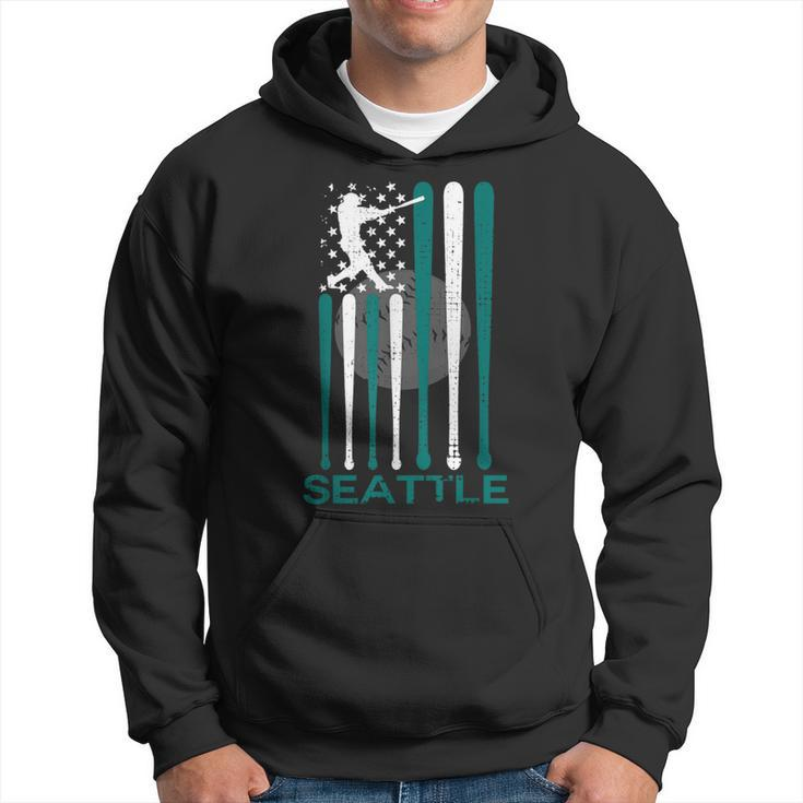 Vintage Seattle Baseball Soul American Us Flag Hoodie