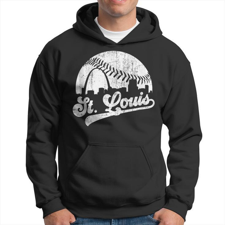 Vintage St Louis Skyline Game Day Retro Baseball Hoodie