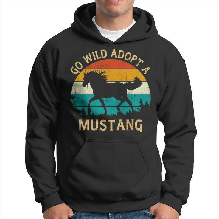 Vintage Sunset Wild Mustang Horse Go Wild Adopt A Mustang Hoodie