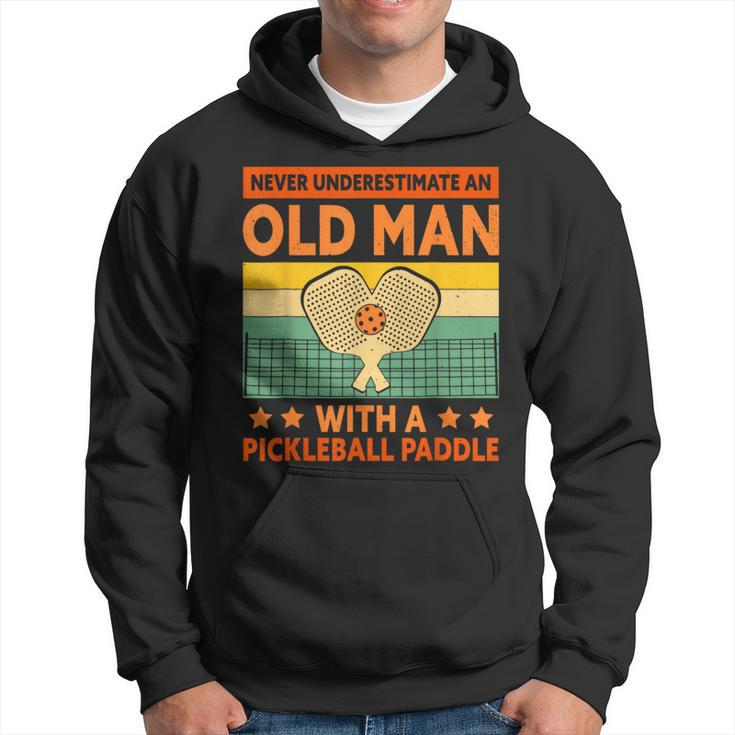 Vintage Never Underestimate An Old Man Pickleball Hoodie