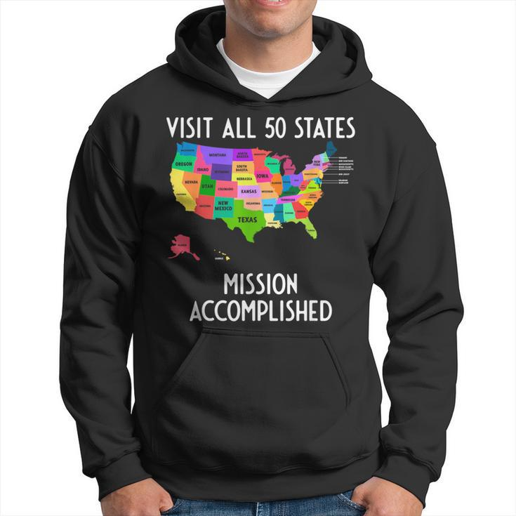 Visit All 50 States Map Usa Travel Hoodie