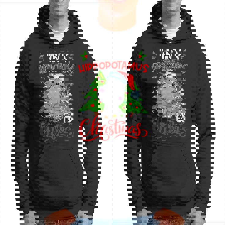 I Want A Hippopotamus For Christmas Hippo Santa Xmas Pajama Hoodie