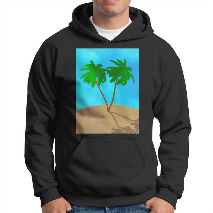 Watercolor Palm Tree Beach Scene Collage Hoodie