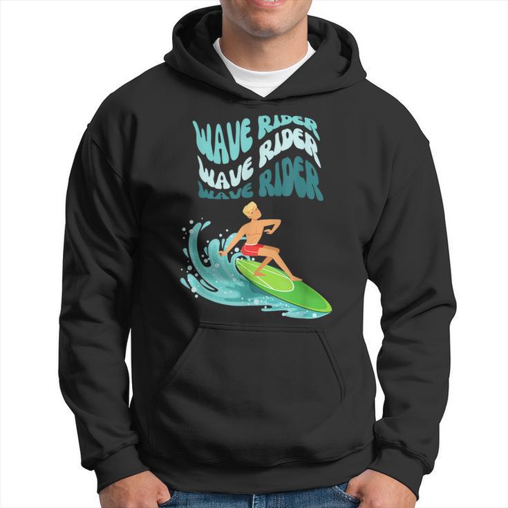 Wave Rider Surf Beach Day Hippie Wavey Retro 70S Surfer Boy Hoodie