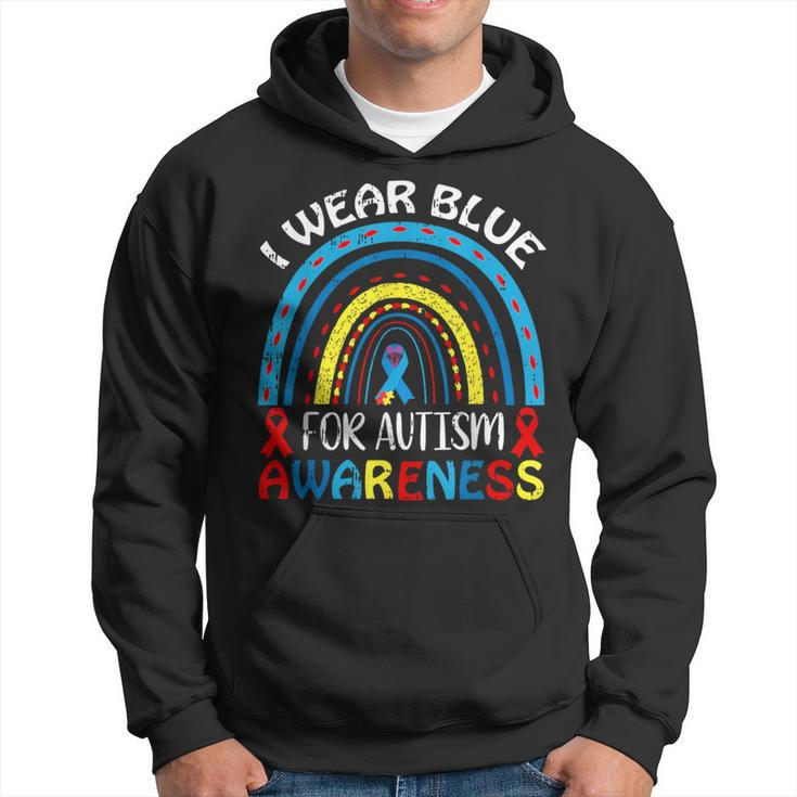 I Wear Blue For Autism Awareness Ribbon Autistic Warrior Hoodie
