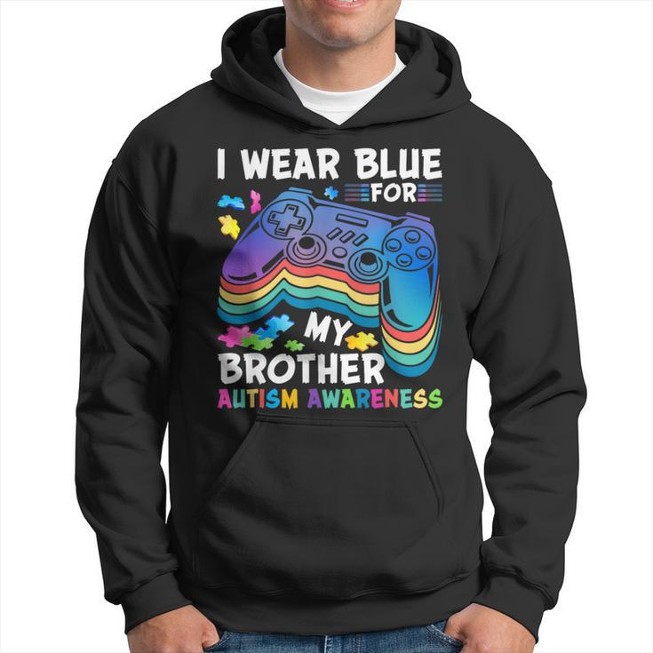 I Wear-Blue For My Brother Autism Awareness Boys Video Game Hoodie