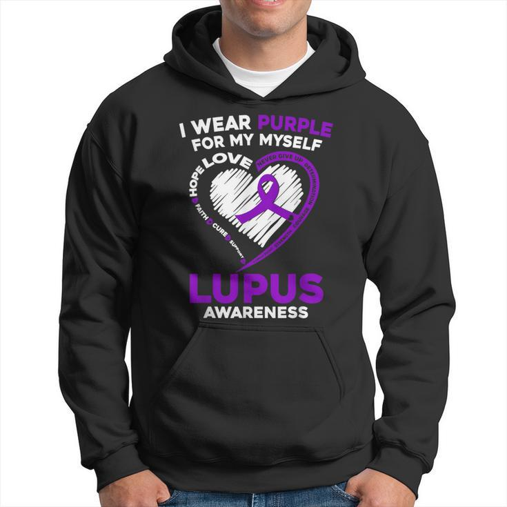 I Wear Purple For Myself Lupus Awareness Purple Ribbon Hoodie