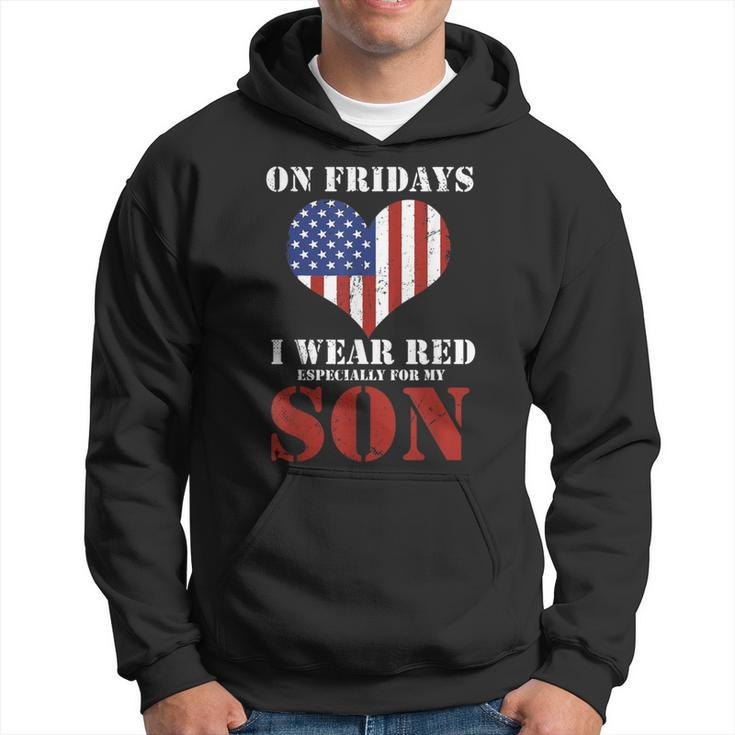I Wear Red For My Son Perfect For A American Flag Military Hoodie