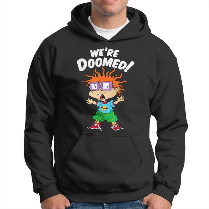 We're Doomed White Text With Chucky Hoodie