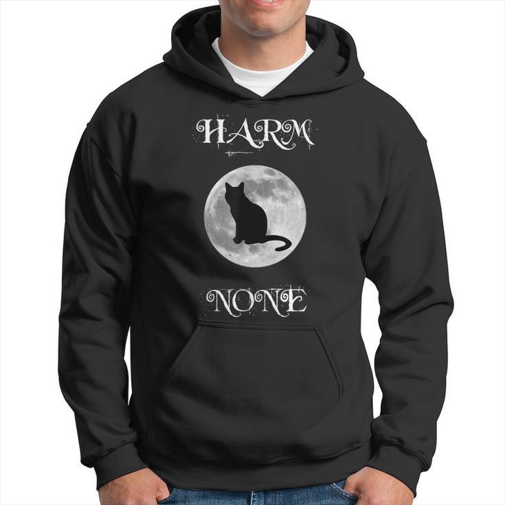 Wiccan Moon Cat Harm None Hoodie