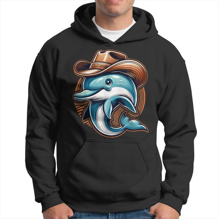 Wild Western Howdy Dolphin Sea Ocean Animal Lover Cowboy Hat Hoodie