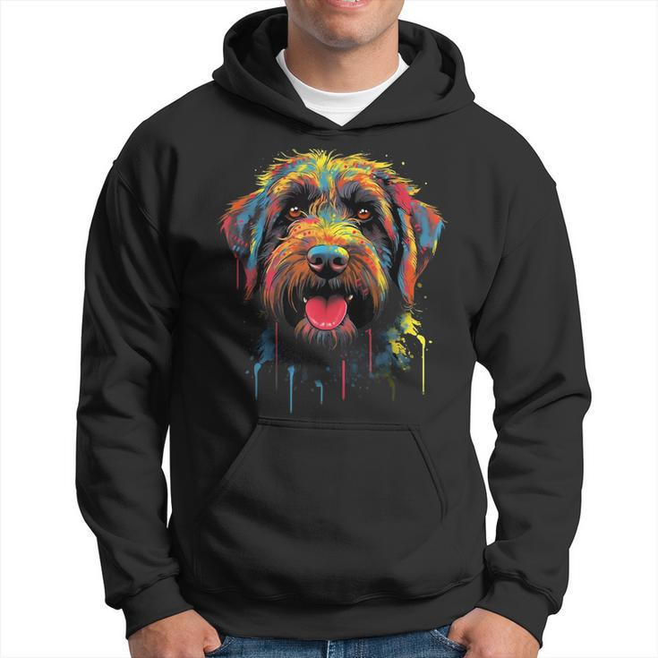Wirehaired Pointing Griffon Colorful Griff Dog Face Black Hoodie