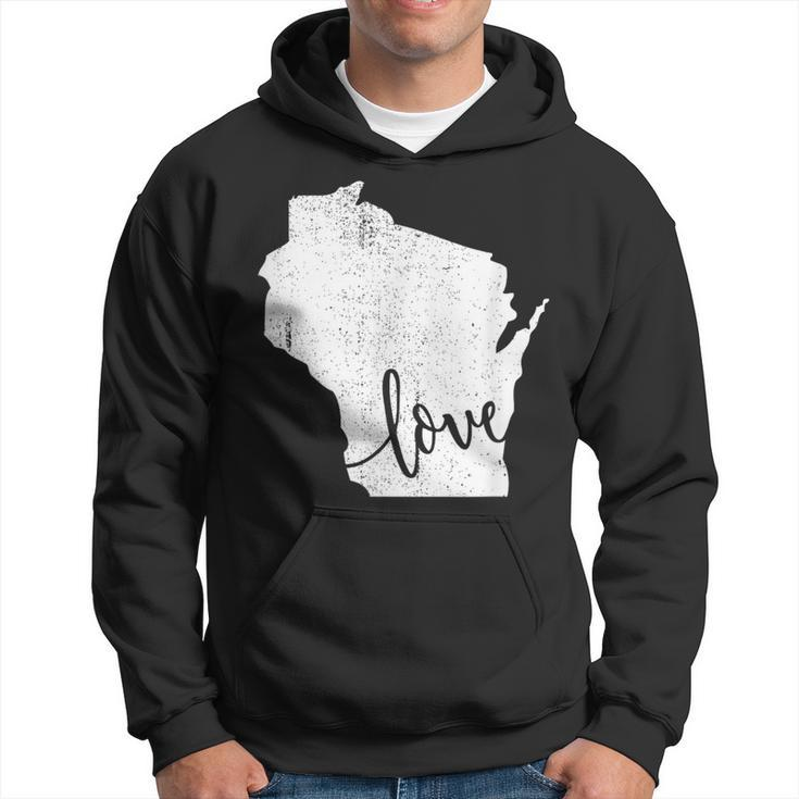 Wisconsin Home Love Vintage State Map Outline Hoodie