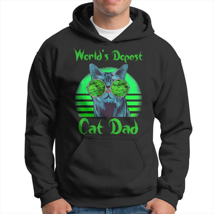 World's Dopest Cat Dad Cat Dad Weed Stoner Marijuana Hoodie