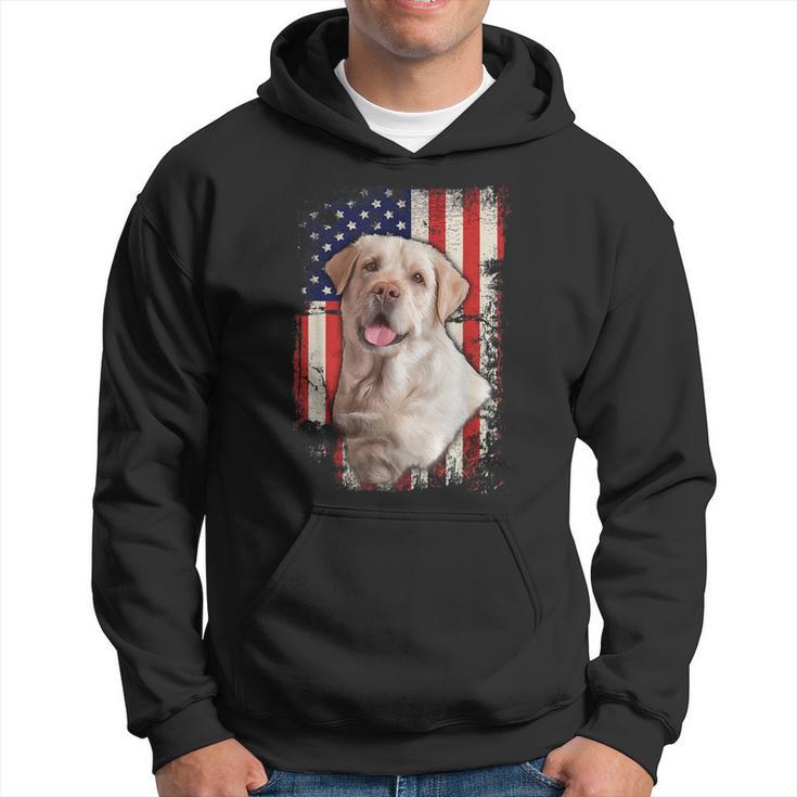 Yellow Labrador Labs Patriotic American Flag Dog 4Th Of July Hoodie