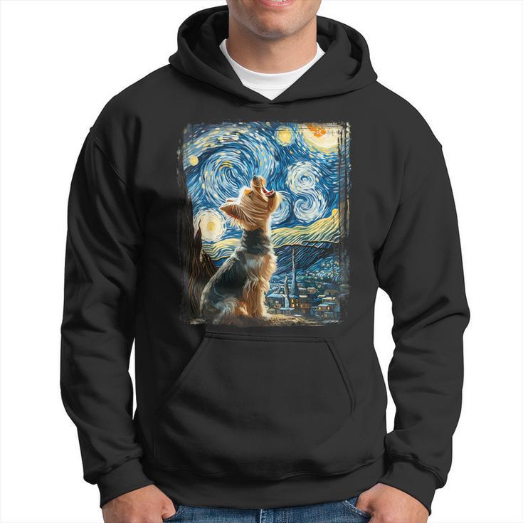 Yorkie Dog Artistic Van Gogh Starry Night Yorkshire Terrier Hoodie