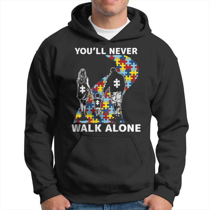 You'll Never Walk Alone Autism Awareness On Back Hoodie