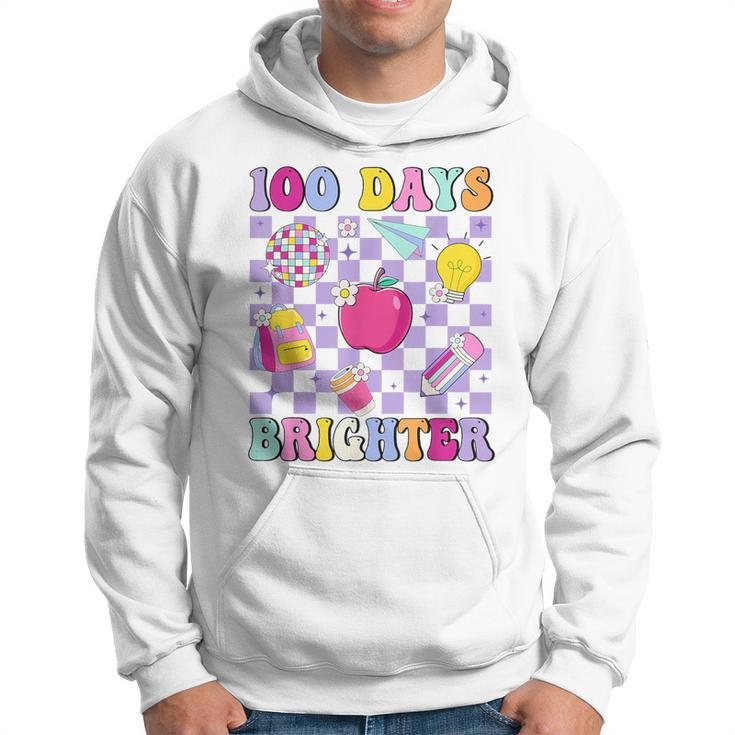 100 Days Brighter Retro Disco 100Th Day Of School Teacher Hoodie