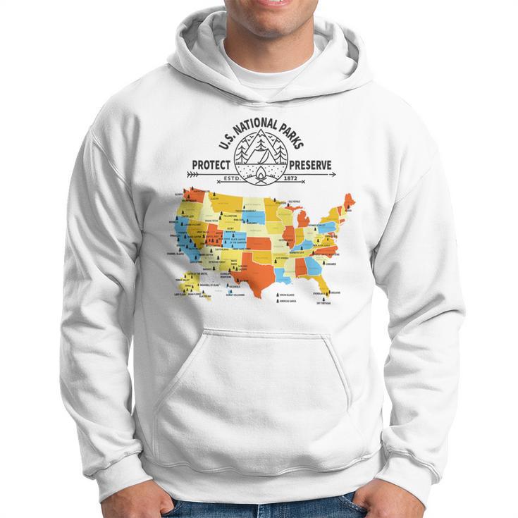 All 63 Us National Parks Map US National Park Hiking Map Hoodie