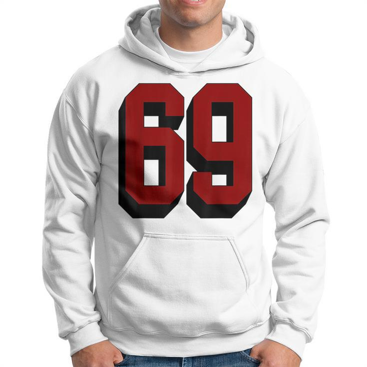 69 Number 69 Varsity Fan Sports Team White Jersey Hoodie