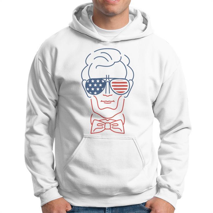 Abe Line Drawing Usa 4Th Of July President Abraham Lincoln Hoodie