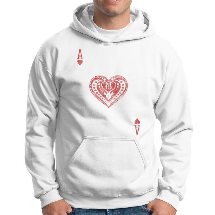 Ace Of Hearts Playing Card Costume Poker Distressed Hoodie