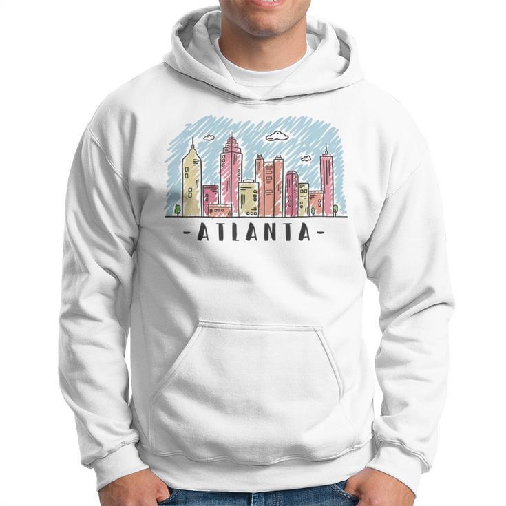 Atlanta Skyline Multi Color Watercolors Souvenir Atl Georga Hoodie