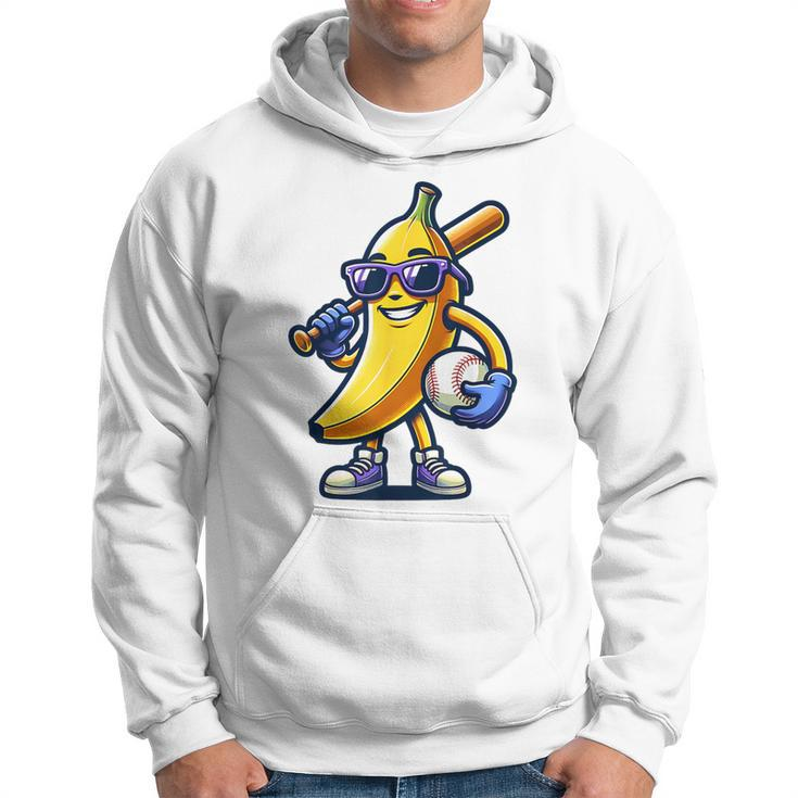 Banana Playing Baseball Fruit Lover Baseball Player Hoodie