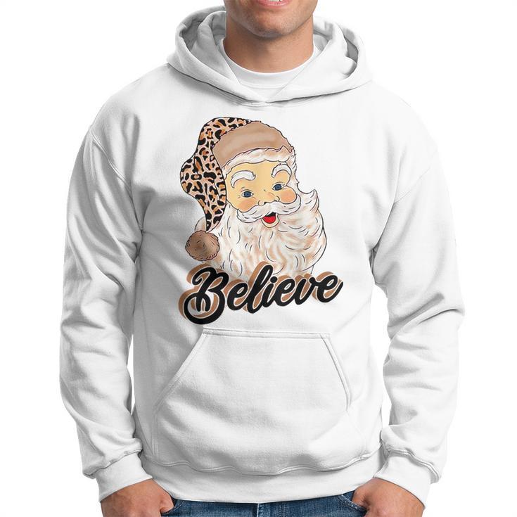 Believe Costume Santa Claus With Leopard Christmas Hat Hoodie