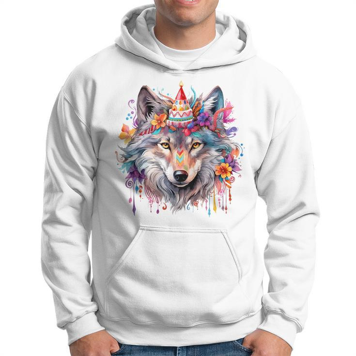 Birthday Wolf Portrait Party Wolves Lover Cute Girls Themed Hoodie