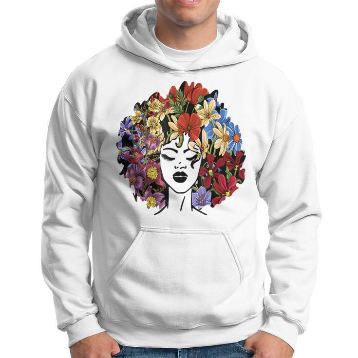 Black Queen Lady Curly Natural Afro African Black Hair Hoodie