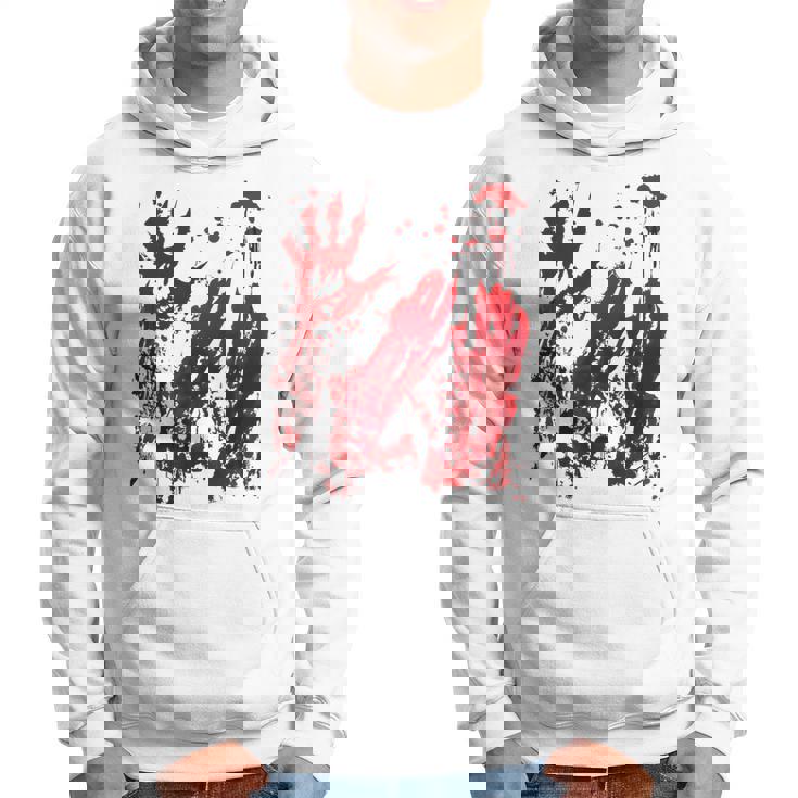Bloody Red Hands Blood Splatter Zombie Outbreak Graphic Hoodie