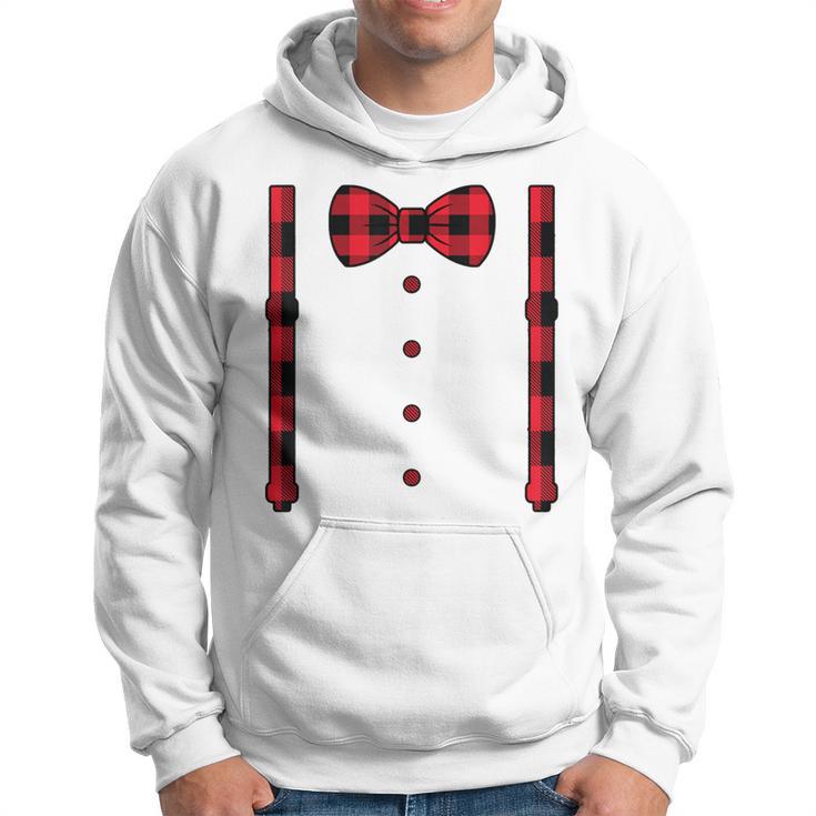 Buffalo Plaid Hearts Bow Tie & Suspenders Valentine's Day Hoodie