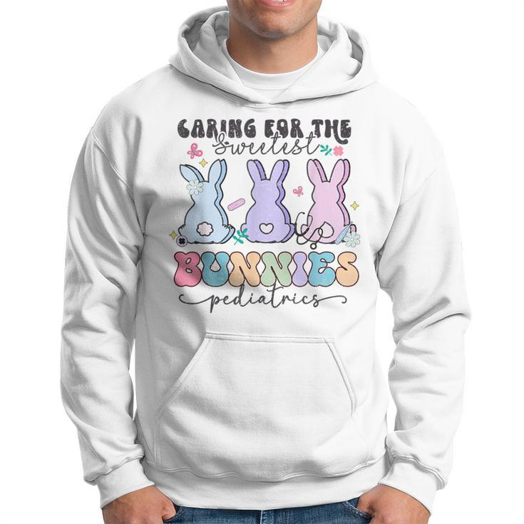 Caring For The Sweetest Bunnies Pediatric Easter Nurse Hoodie