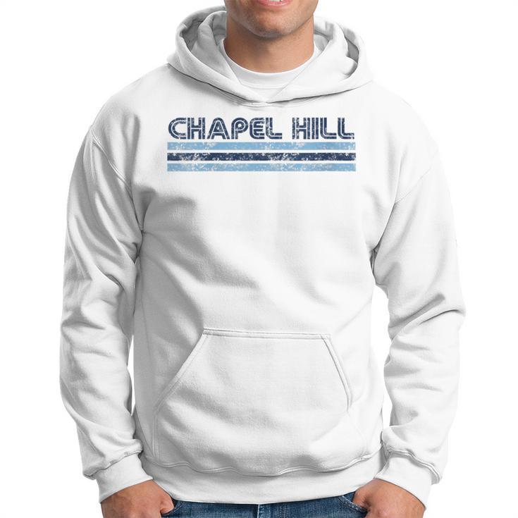 Chapel Hill North Carolina Vintage Three Stripe Weathered Hoodie