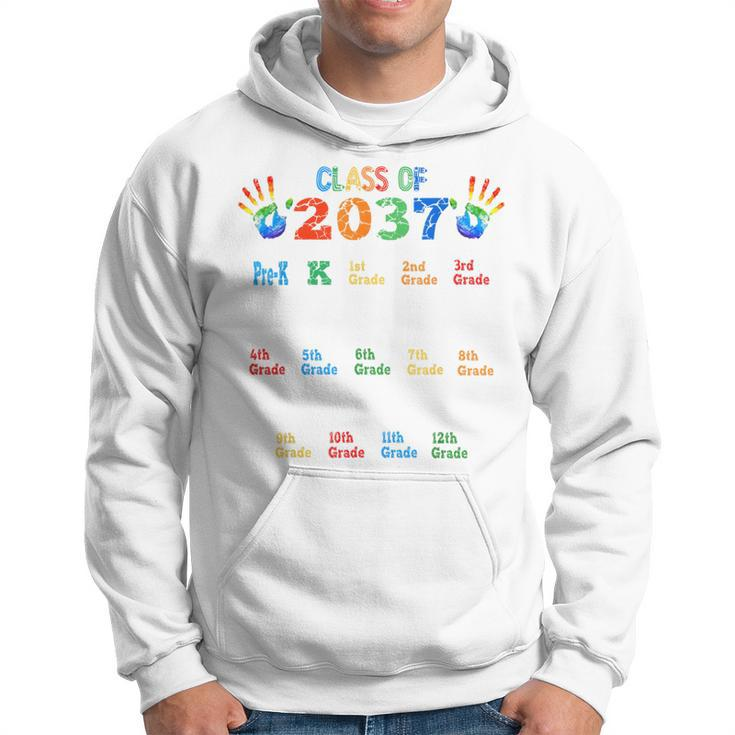 Class Of 2037 Grow With Me Color Handprint Pre-K 12Th Grade Hoodie