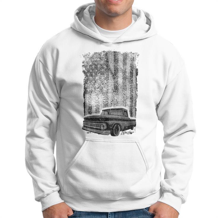 Classic Us Flag Vintage Pickup Truck Hoodie