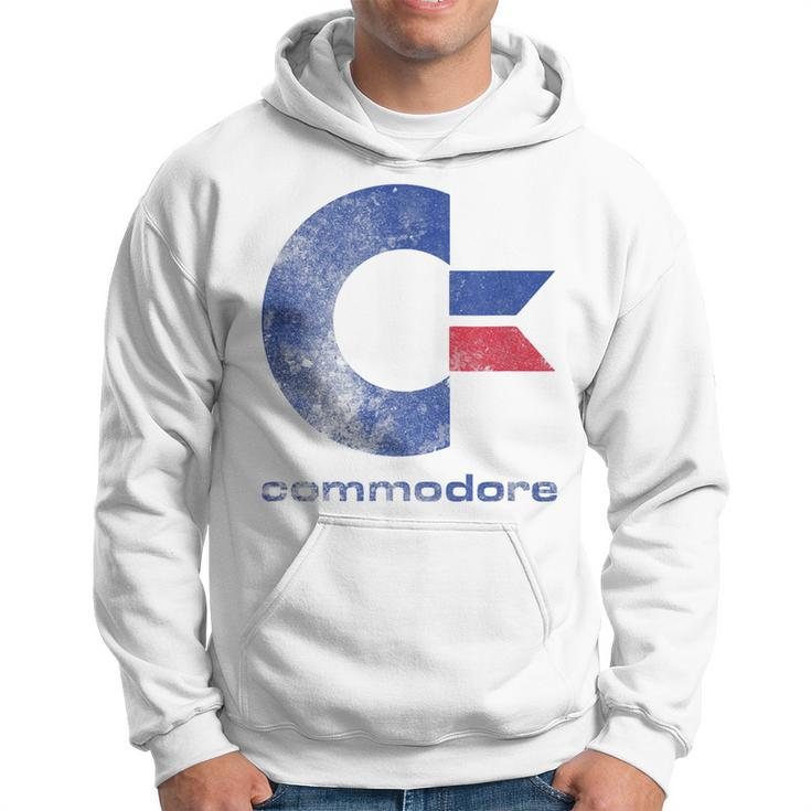 Commodore C64 Uppercase Letter Stone Washed Grunge Effect Hoodie