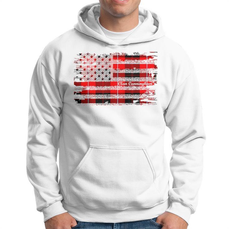 Cunningham Surname American Flag Scottish Clan Tartan Hoodie