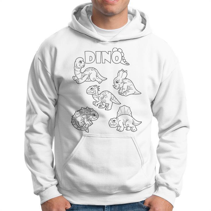 Cute Dino Dinosaur To Paint And Color In For Children Hoodie