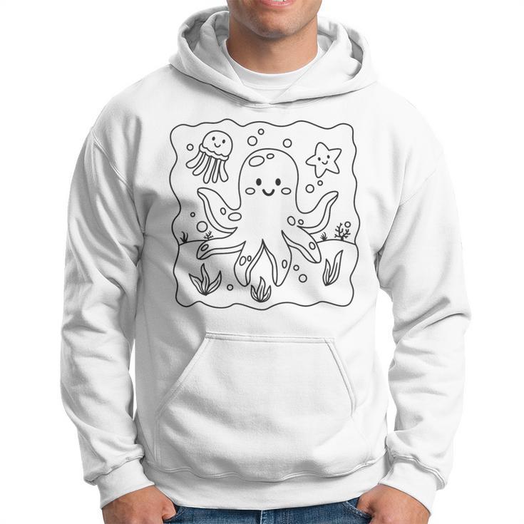 Cute Octopus To Paint And Color In For Children Hoodie