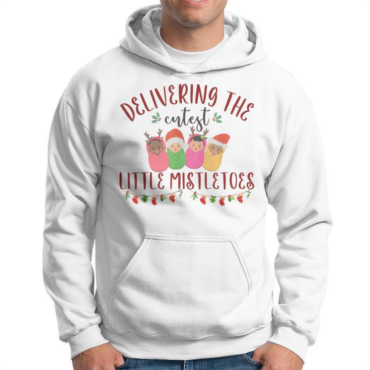 Delivering The Cutest Little Mistletoes Labor Delivery Xmas Hoodie