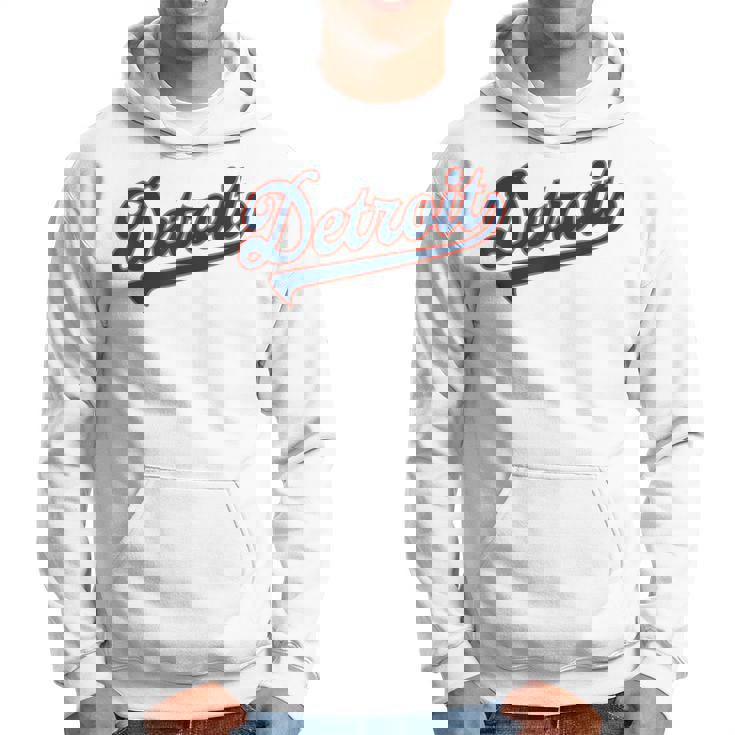 Detroit City Baseball Vintage Varsity Arched Text Detroit Hoodie