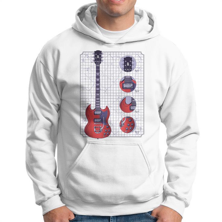 Double Cut Sg Guitar Diagram Graphic Hoodie