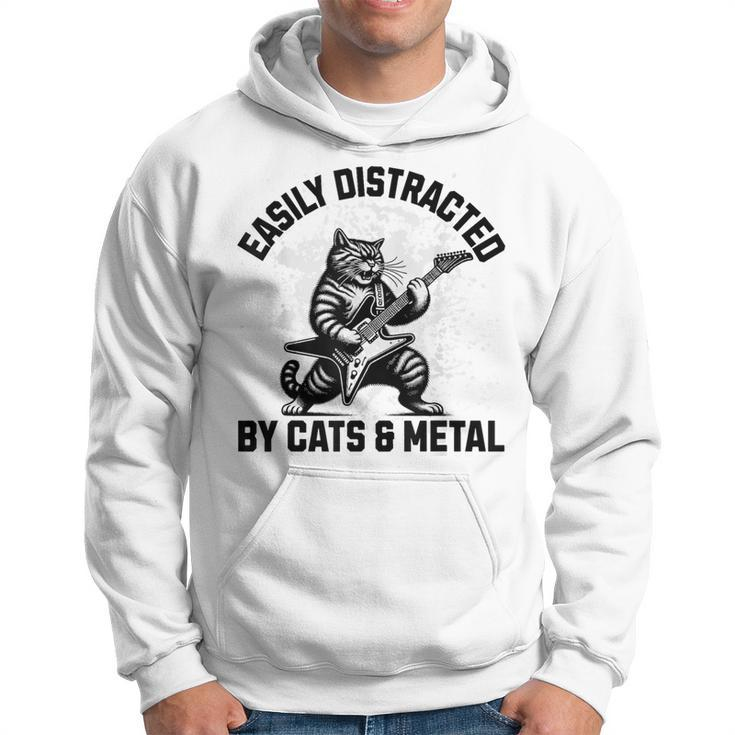 Easily Distracted By Cats And Metal Heavy Metalhead Hoodie
