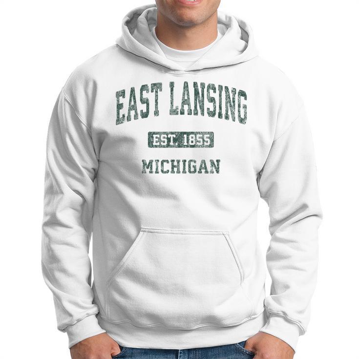 East Lansing Michigan Mi Vintage Athletic Sports Hoodie